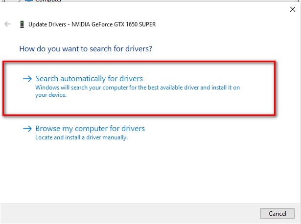 التحديث بإستخدام Device Manager